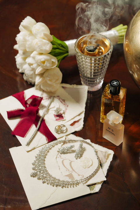 Luxury floral arrangements by Danaya's Flowers during the Al Calily Jewelry collaboration in Abu Dhabi, showcasing bespoke flowers for a premium retail event.