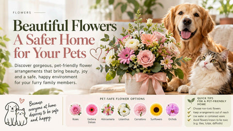 flowers with a dog and a cat with pet-safe flowers