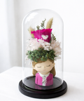 Preserved flower glass dome with medical girl figurine gift for nurses, doctors, and medical graduates