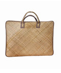 Woven bag with a handle on a white background