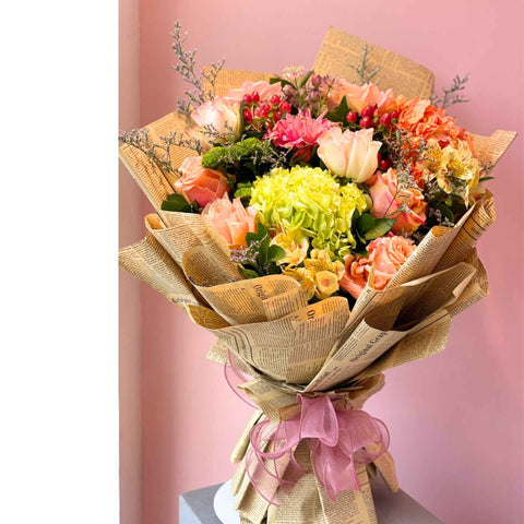 Blossom Bouquet in Newspaper Wrap