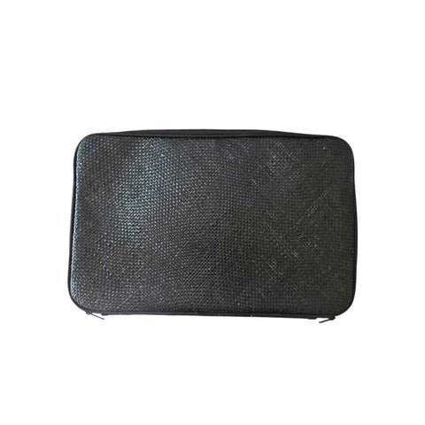 back exterior of handwoven bag on a white background